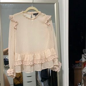 ASOS new look pink Ruffle chiffon top size 8